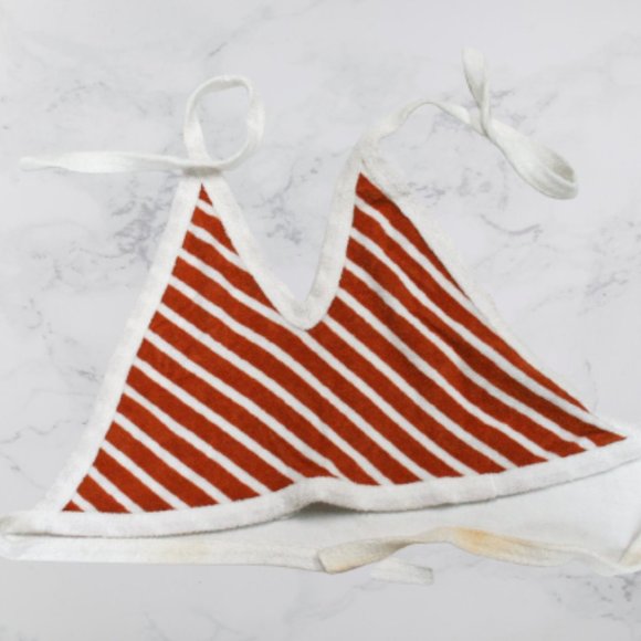 Brown and White Stripe Bikini Halter - Picture 2 of 6